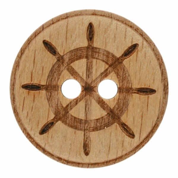 Wood button steering wheel with two holes brown
