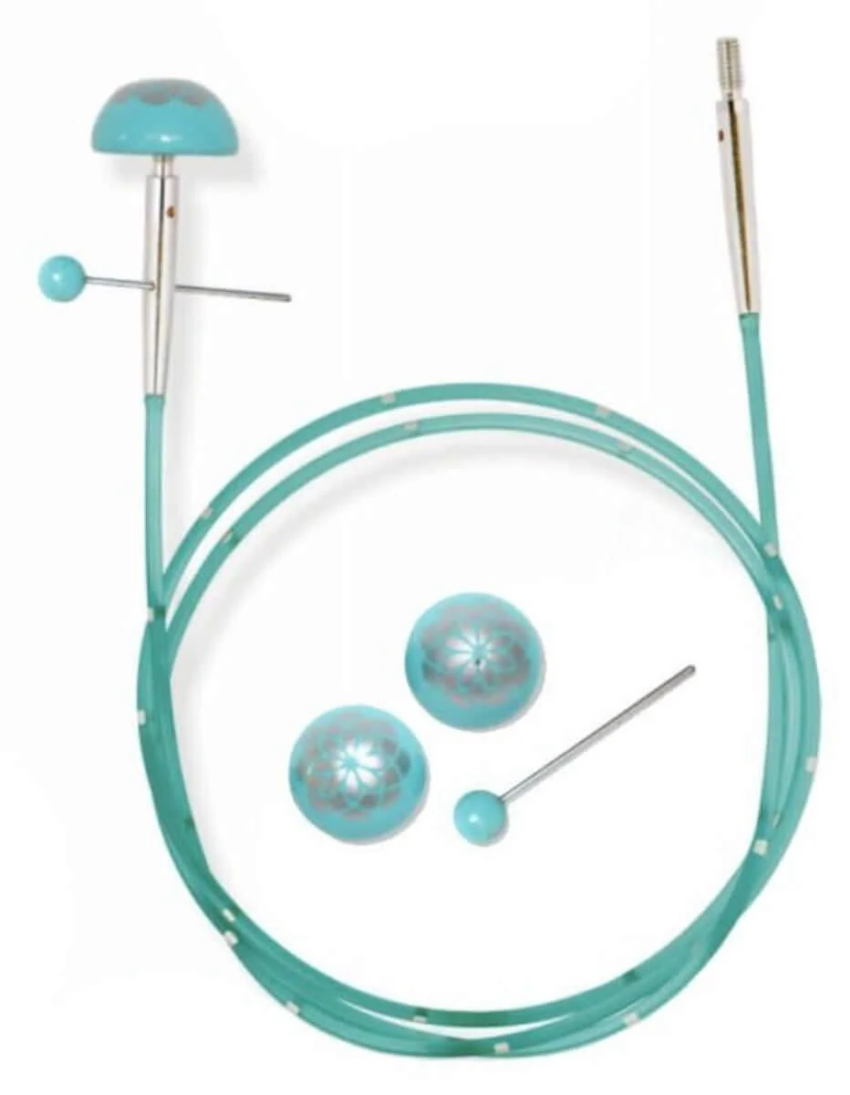 Knitter's Pride 'The Mindful Collection' Teal Nylon Coated Stainless Steel Cords with Silver Connectors 🐦