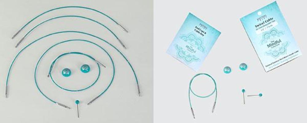 Knitter's Pride 'The Mindful Collection' Teal Nylon Coated Stainless Steel Cords with Silver Connectors 🐦 - Image 2