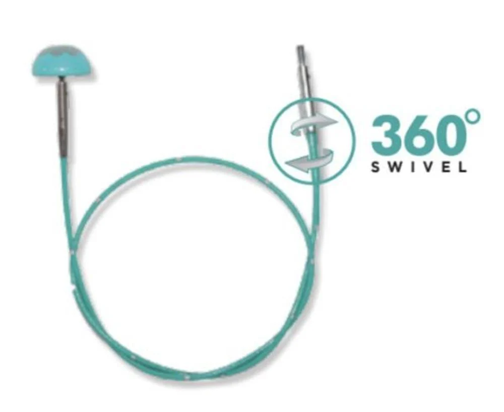 Knitter's Pride 'The Mindful Collection' 360° Swivel Teal Nylon Coated Stainless Steel Cords 🐦 Connectors